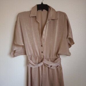 ZARA Jumpsuit Taupe Brown Satin